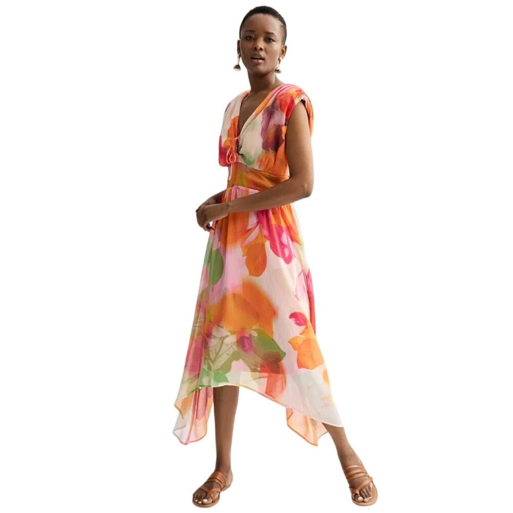 Bright and Unique Floral Chiffon Summer Dress Shoulder Pads